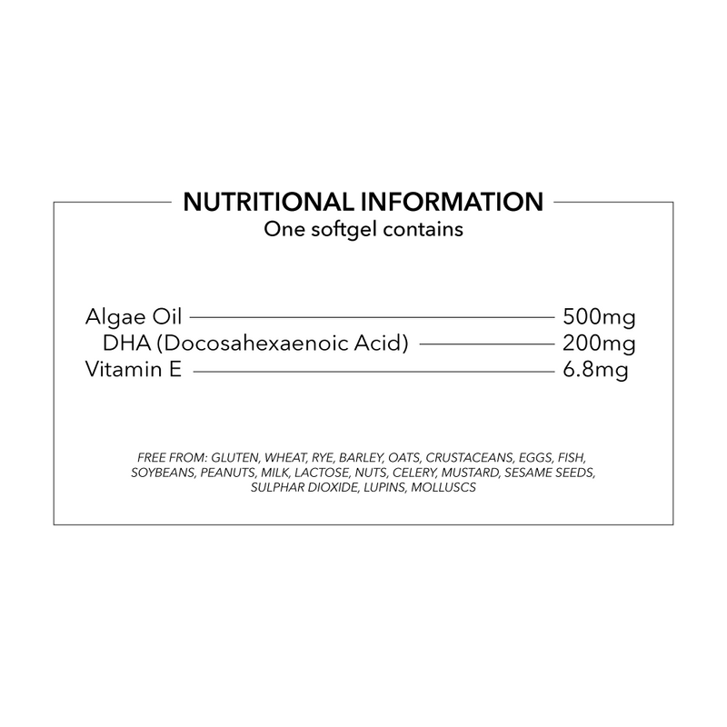 Algae Oil Omega 3 Capsules 500mg, Vegetarian & Vegan Fish Free Omega 3 Fatty Acid