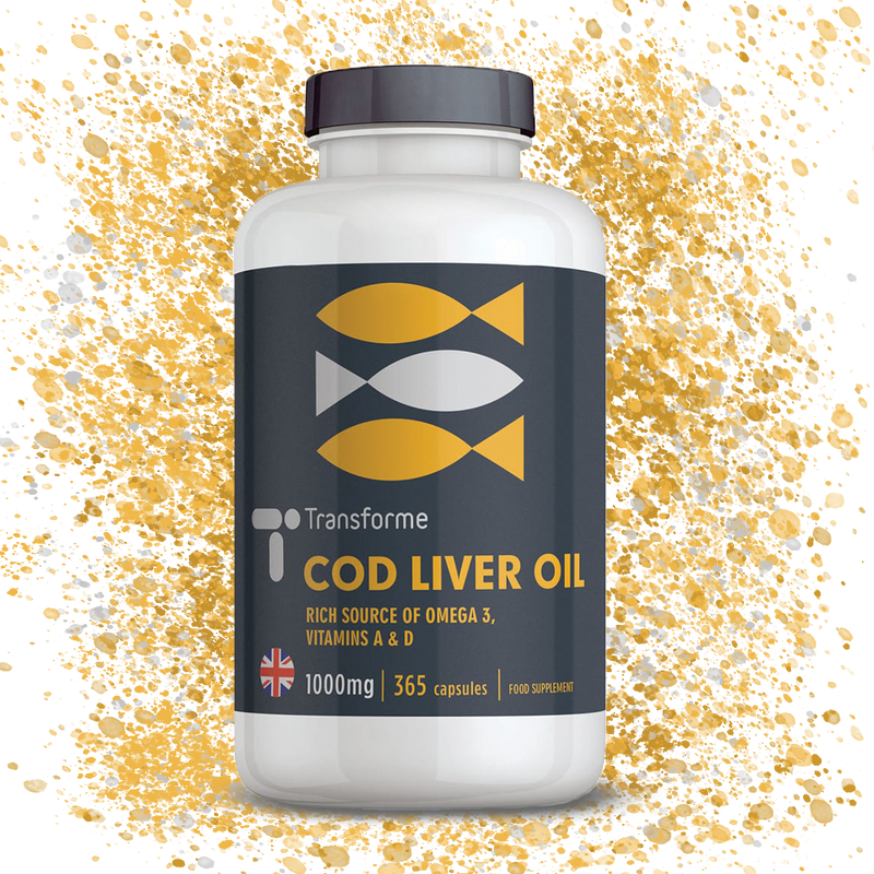 Cod Liver Oil 1000mg Softgel Capsules, High Strength Omega 3 Fatty Acids EPA & DHA with Vitamins A and D