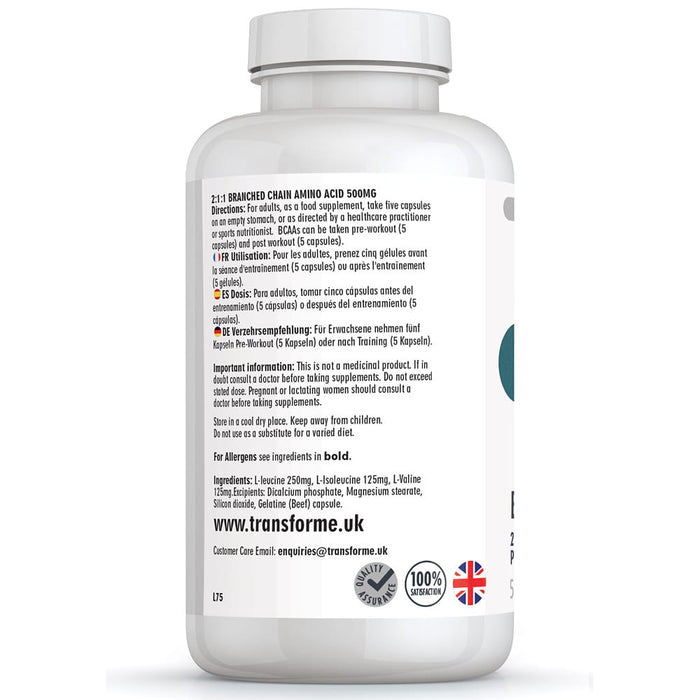 BCAA Branched Chain Amino Acid Capsules, L-Leucine, L-Isoleucine, L-Valine