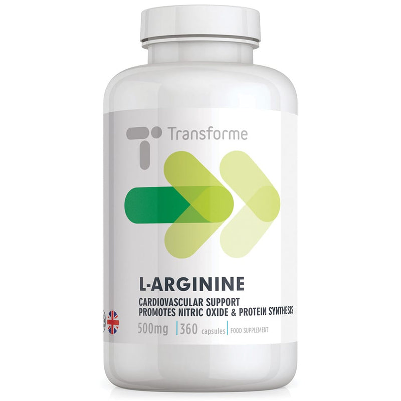 Transforme L-Arginine 500mg HCl Amino Acid Supplement, 360 capsule bottle