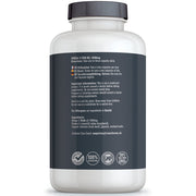 Transforme high strength Omega 3 fish oil 1000mg capsules, omega 3 fatty acids DHA EPA, 90 180 365 high absorption softgels, bottle back with directions for use