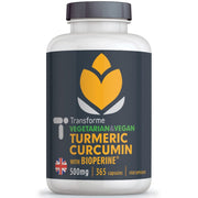 Turmeric Curcumin 500mg vegetarian & vegan capsules with BioPerine black pepper extract 365 bottle, from Transforme