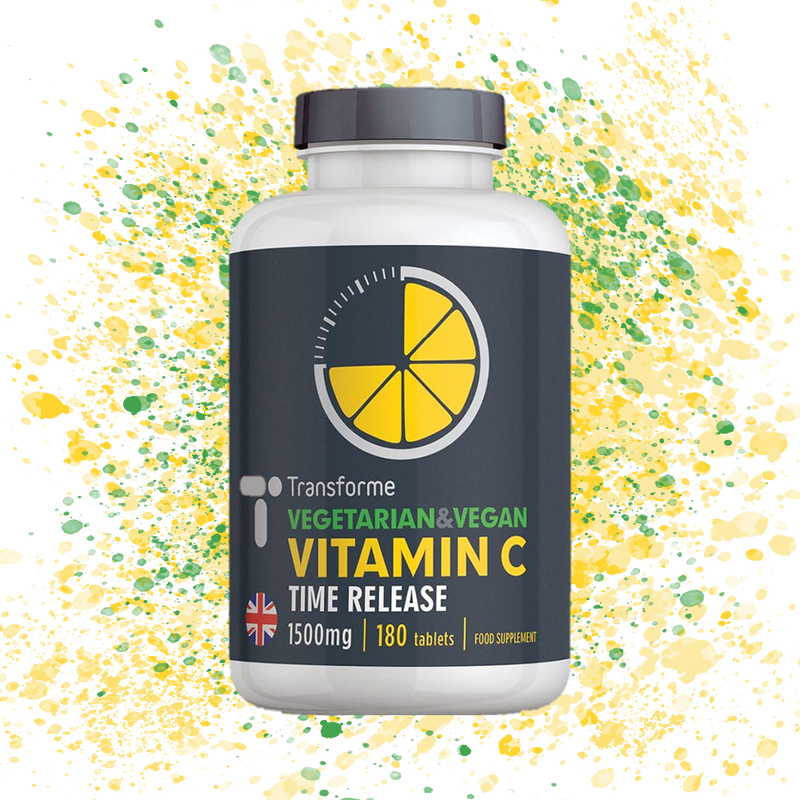 Vitamin C 1500mg Time Release with Rose Hips Vegetarian & Vegan Tablets for Skin, Bones, Cartilage & Immune System